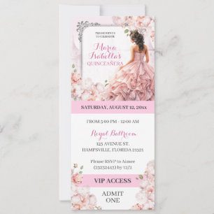 Invitation Accès VIP Pink Mis Quinceanera 