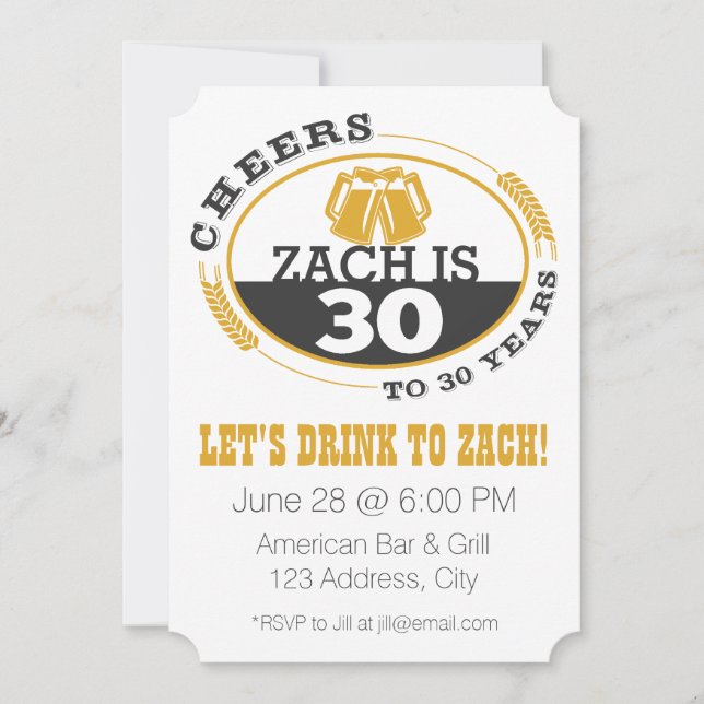 Invitation Acclamations à 30 ans (Devant)