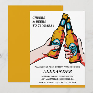 Invitation Acclamations et bières Adultes Hommes 79e annivers