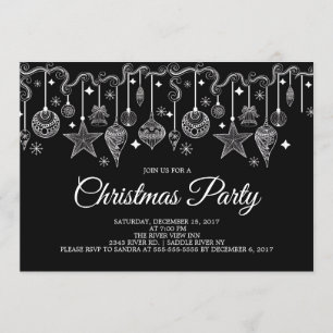 Invitation accrochante de fête de Noël d'ornements