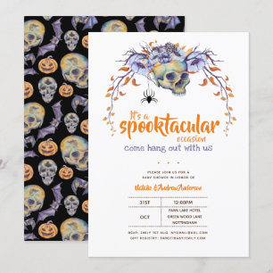 Invitation Accrochons-nous au Baby shower d'Halloween parloct