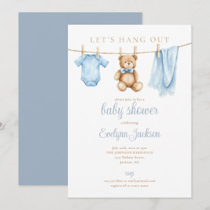 Invitation Accrochons-nous Bébé Garçon Lingerie Baby Shower