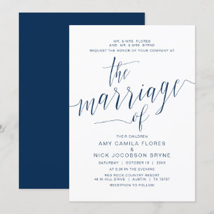 Invitation Accueil de parents, Calligraphie Bleue de la Marin