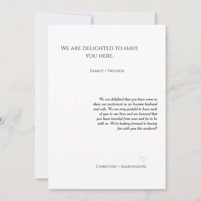 Invitation Accueil et itinéraire de mariage de week-end en éc (Devant)