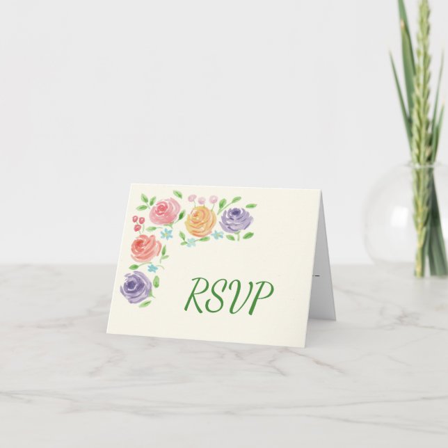 Invitation Accueil Fleurs aquarelles RSVP (Devant)
