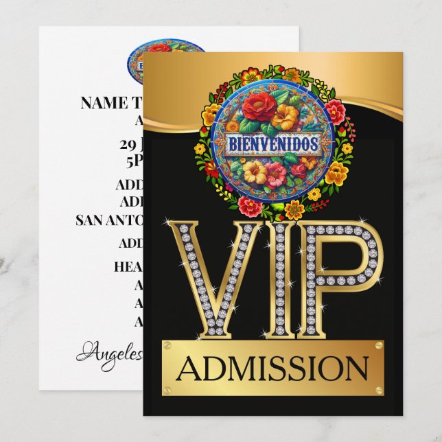 Invitation Accueil hispanique Admission VIP (Devant / Derrière)