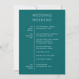 Invitation Accueil mariage. Calendrier de fin de semaine turq