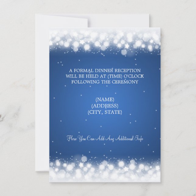 Invitation Accueil Mariage Magique Étincelle Bleue (Devant)
