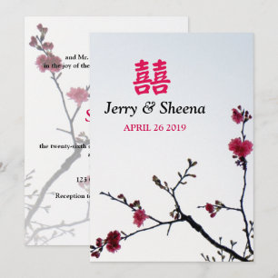 Invitation Accueil Printemps Sakura Double Mariage du bonheur