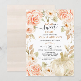 Invitation Accueil Sweet Home Fleurs d'automne Citrouille bla