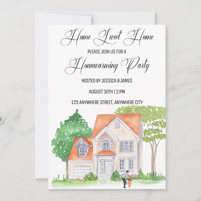 Invitation Accueil Sweet Home Maison Fête du Réchauffement In (Devant)