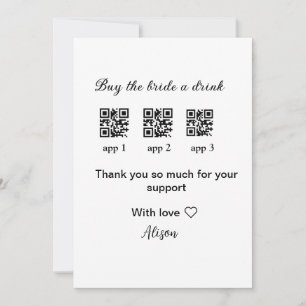 Invitation achetez une boisson à la mariée scannez le code QR