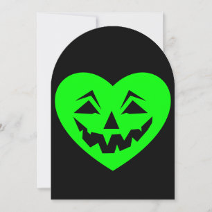 Invitation acide vert halloween coeur gothique valentine dépl