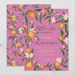 Invitation Acitrus botanique orange petite cutie rose