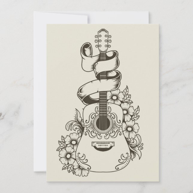 Invitation Acoustic Guitar With Flower Ornament (Devant)