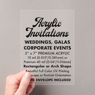 Invitation Acrylique Claire Premium 40 Mil