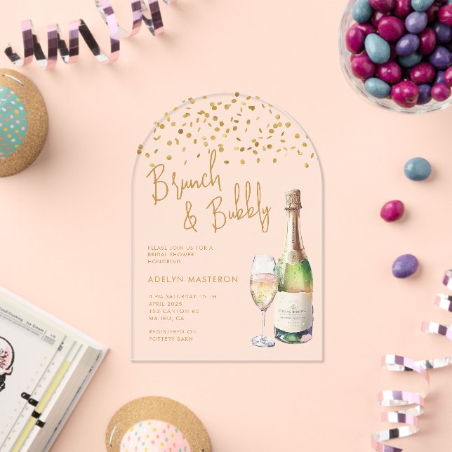 Invitation Acrylique de Brunch et Bubbly (Insitu (Célébration))