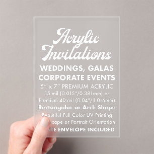 Invitation Acrylique Frosted Premium 40 Mil