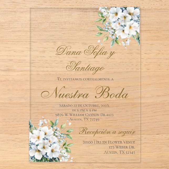 Invitation Acrylique Mariage Boho Espagnol (Recto)