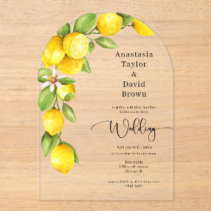Invitation Acrylique Mariage de citron jaune