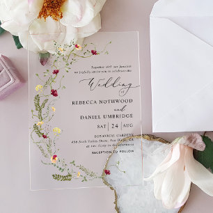 Invitation Acrylique Mariage de germe florale