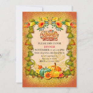 Invitation Action de grâce Automne Feuilles d'érable et citro
