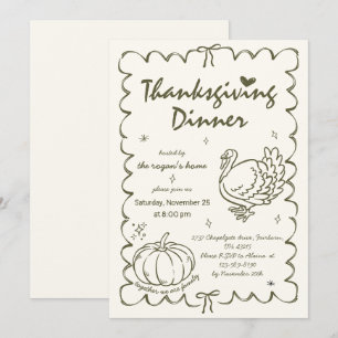 Invitation Action de grâce de dinde citrouille fantaisiste de