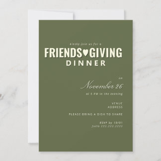 Invitation Action de grâce élégante aux amis de l'olive verte