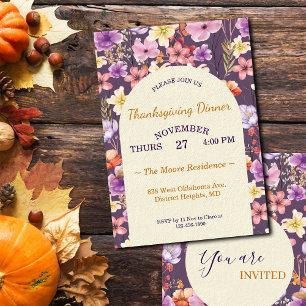 Invitation Action de grâce Fleurs aquarelles romantiques pers