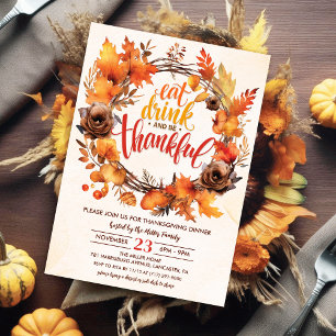 Invitation Action de grâce Friendsgiving Manger Boire & être