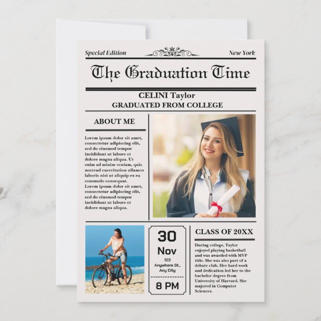 Invitation Actualités pour les diplômés Conserver l'invitatio (Devant)