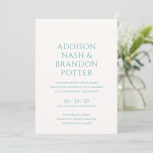 Invitation Addison Turquoise Green Classic Mariage élégant