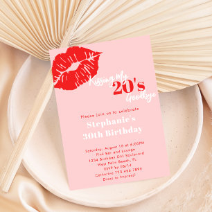 Invitation Adieu à mes 20 ans Rose et Rouge 30e Anniversaire