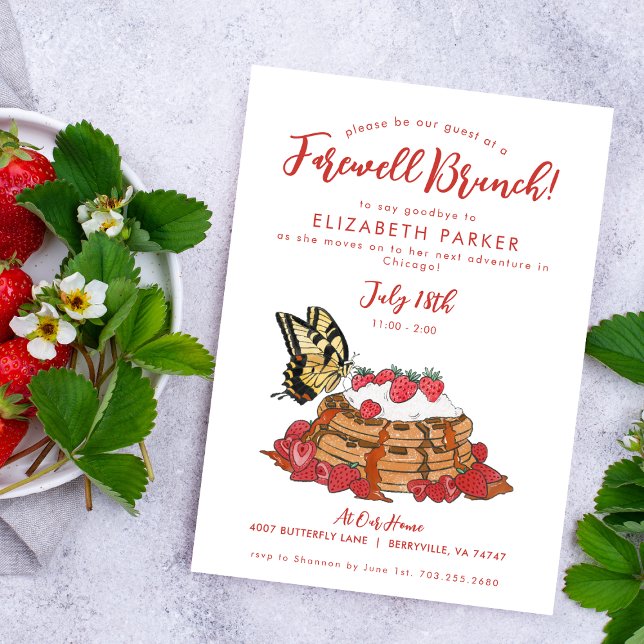 Invitation Adieu Brunch Fraise Waffles (Créateur téléchargé)