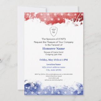 Invitation Adieu conjoint militaire Patriotique rouge bleu