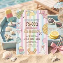 Adieu école Bonjour Fête d'été Rayures