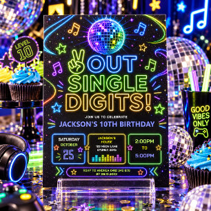 Invitation Adieu les chiffres uniques : Neon Glow 10e anniver