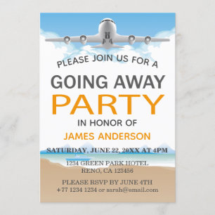 Invitation Adieu moderne de voyage allant loin partie
