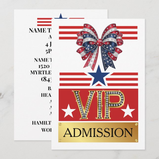 Invitation Admission VIP PARTI PATRIOTIQUE (Devant / Derrière)