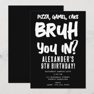 Invitation Ado adolescent de Bruh Boy Fête d'anniversaire noi