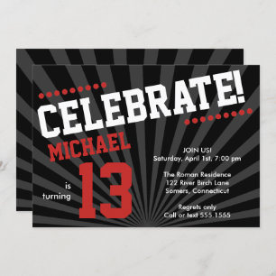 Invitation Ado Boy Birthday Invitation-Any Year, Red