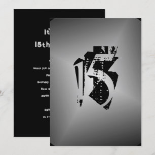 Invitation Ado Boy fête d'anniversaire Black Silver Invitatio