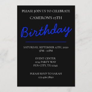 Invitation Ado Boy Men Man Fête d'anniversaire