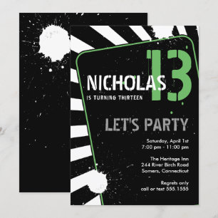 Invitation Ado Boy Party Vert