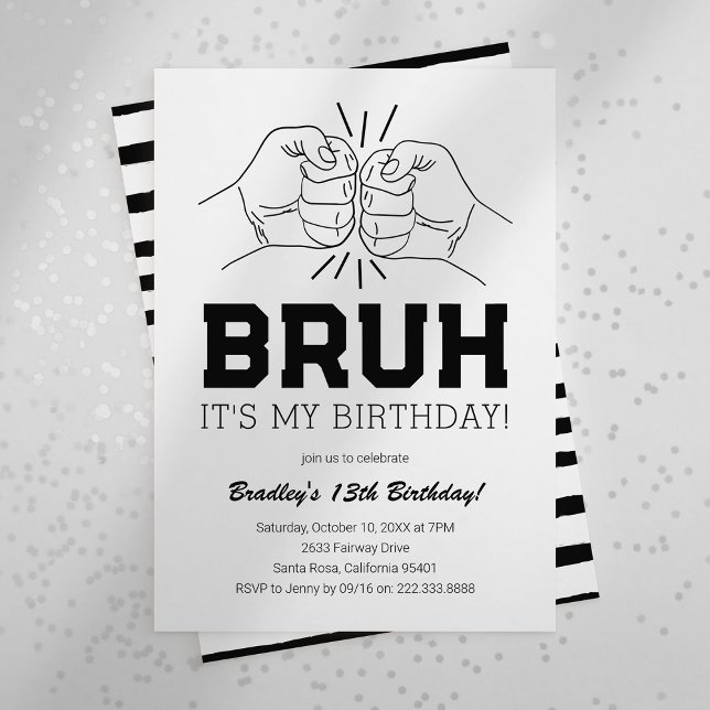 Invitation Ado Bruh C'est ma fête d'anniversaire (Créateur téléchargé)