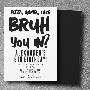 Invitation Ado de la fête d'anniversaire du garçon Bruh Boy