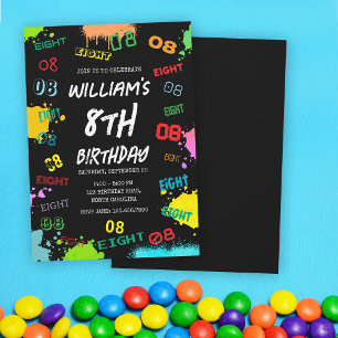 Invitation Ado Tween Jeune Garçon Numéro d'âge Anniversaire F