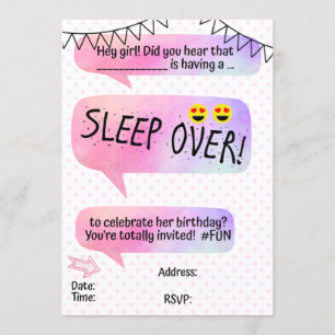 Invitation Ado Tween Sleeopver Anniversaire