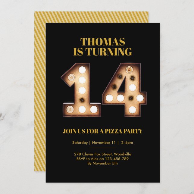 Invitation Adolescente 14e anniversaire (Devant / Derrière)