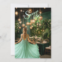 Adolescente Blonde Sweet Sixteen Salle de Bal Vert